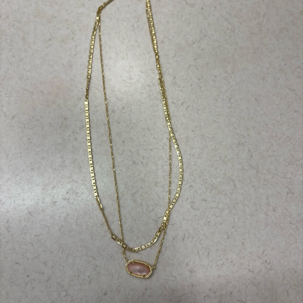 Kendra Scott Gold and Pink Pendant Double Necklace